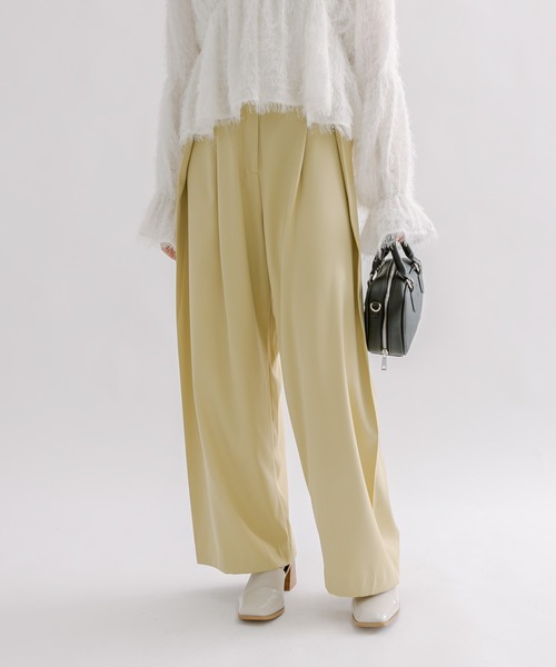 mline（エムライン）の「[mline]ウエストボタンスラックスパンツ（スラックス・レディース・イエロー/アイボリー/チャコールグレー・1/2）」の14枚目の写真