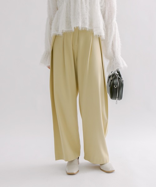 mline（エムライン）の「[mline]ウエストボタンスラックスパンツ（スラックス・レディース・イエロー/アイボリー/チャコールグレー・1/2）」の9枚目の写真