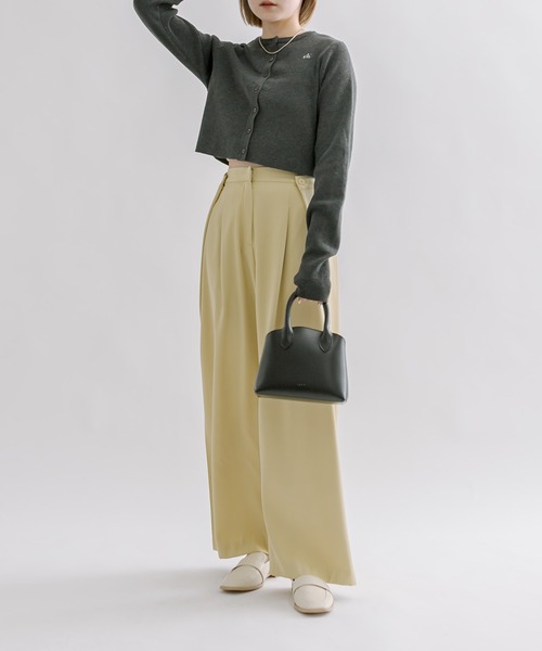 mline（エムライン）の「[mline]ウエストボタンスラックスパンツ（スラックス・レディース・イエロー/アイボリー/チャコールグレー・1/2）」の6枚目の写真