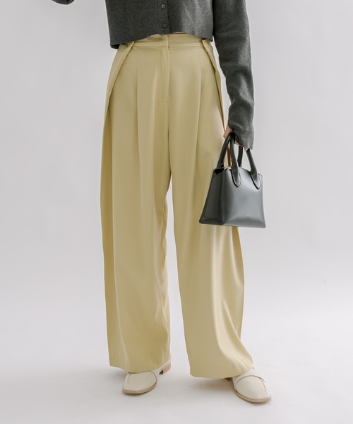 mline（エムライン）の「[mline]ウエストボタンスラックスパンツ（スラックス・レディース・イエロー/アイボリー/チャコールグレー・1/2）」の13枚目の写真