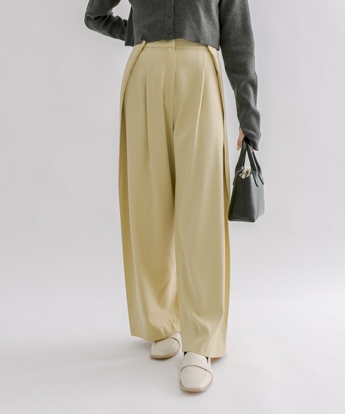 mline（エムライン）の「[mline]ウエストボタンスラックスパンツ（スラックス・レディース・イエロー/アイボリー/チャコールグレー・1/2）」の11枚目の写真