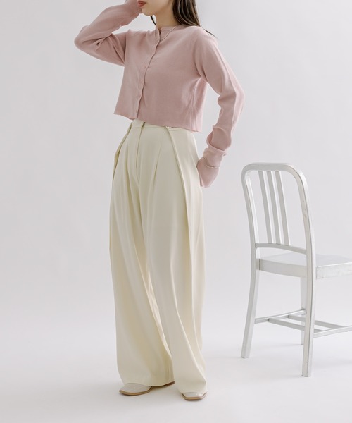 mline（エムライン）の「[mline]ウエストボタンスラックスパンツ（スラックス・レディース・イエロー/アイボリー/チャコールグレー・1/2）」の15枚目の写真