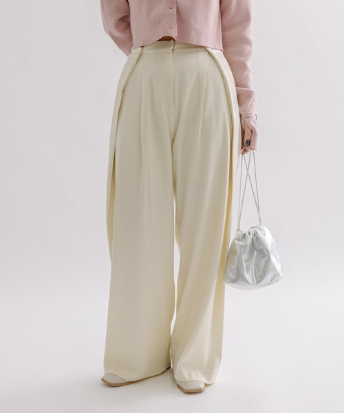 mline（エムライン）の「[mline]ウエストボタンスラックスパンツ（スラックス・レディース・イエロー/アイボリー/チャコールグレー・1/2）」の16枚目の写真