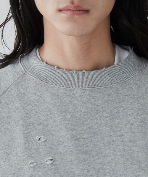 THE STANDARD（ザスタンダード）の「WEGO/ダメージプルオーバースウェット（スウェット・メンズ・ブラック/杢グレー・LARGE/MEDIUM）」の5枚目の写真