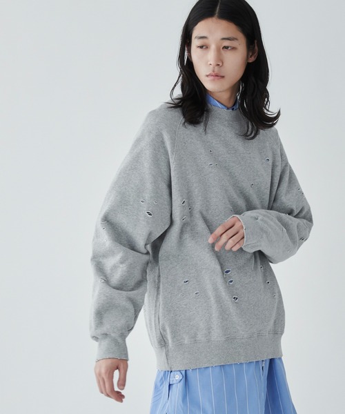 THE STANDARD（ザスタンダード）の「WEGO/ダメージプルオーバースウェット（スウェット・メンズ・ブラック/杢グレー・LARGE/MEDIUM）」の8枚目の写真