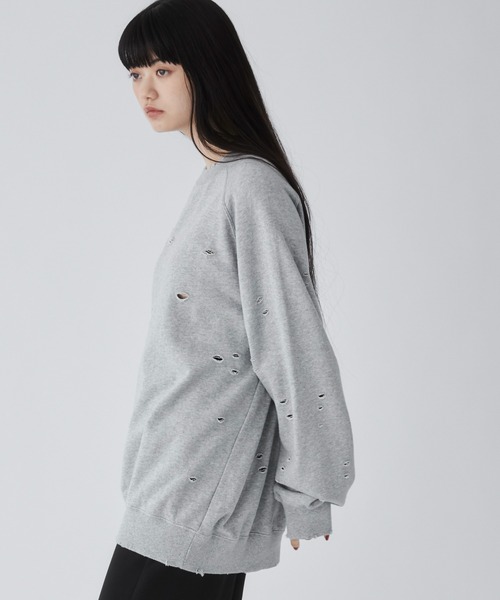 THE STANDARD（ザスタンダード）の「WEGO/ダメージプルオーバースウェット（スウェット・メンズ・ブラック/杢グレー・LARGE/MEDIUM）」の12枚目の写真