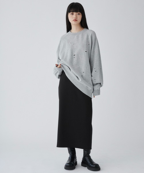 THE STANDARD（ザスタンダード）の「WEGO/ダメージプルオーバースウェット（スウェット・メンズ・ブラック/杢グレー・LARGE/MEDIUM）」の14枚目の写真