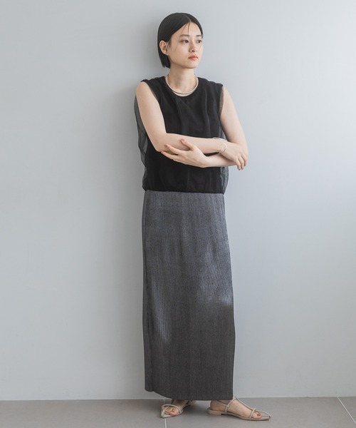 A part by(アパートバイ)の「≪追加2≫キラキラプリーツイージースカート(スカート・レディース・シルバー/ゴールド/ブラック・SMALL/FREE)」の4枚目の写真