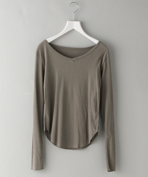 A part by（アパートバイ）の「シアーリブ2WAY_長袖/WEB先行予約（Tシャツ/カットソー・レディース・アイボリー/カーキ/ブラック・FREE）」の3枚目の写真