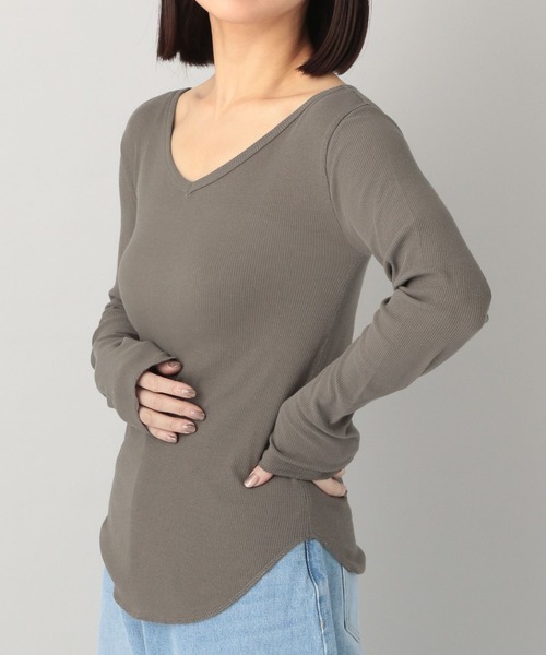 A part by（アパートバイ）の「シアーリブ2WAY_長袖/WEB先行予約（Tシャツ/カットソー・レディース・アイボリー/カーキ/ブラック・FREE）」の5枚目の写真