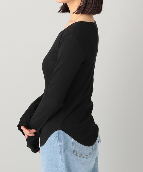 A part by（アパートバイ）の「シアーリブ2WAY_長袖/WEB先行予約（Tシャツ/カットソー・レディース・アイボリー/カーキ/ブラック・FREE）」の8枚目の写真