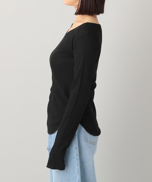 A part by（アパートバイ）の「シアーリブ2WAY_長袖/WEB先行予約（Tシャツ/カットソー・レディース・アイボリー/カーキ/ブラック・FREE）」の14枚目の写真