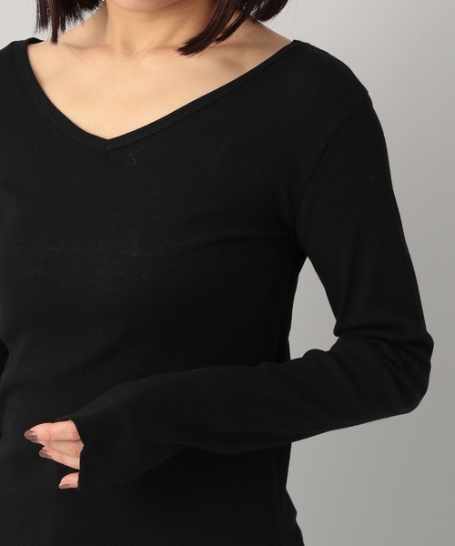 A part by（アパートバイ）の「シアーリブ2WAY_長袖/WEB先行予約（Tシャツ/カットソー・レディース・アイボリー/カーキ/ブラック・FREE）」の17枚目の写真