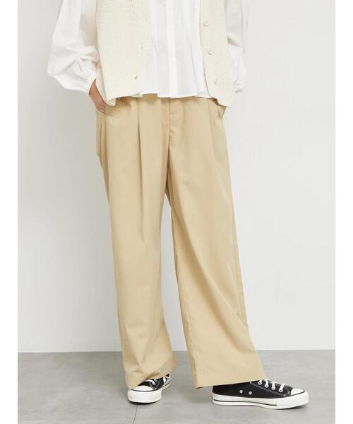 sm2rhythm（サマンサモスモスリズム）の「【撥水加工】テックコットンタックワイドパンツ（その他パンツ・レディース・ブラック/ベージュ・F）」の3枚目の写真