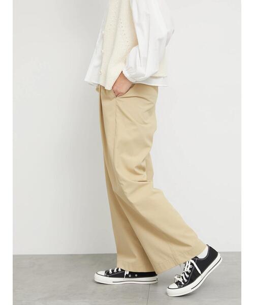sm2rhythm（サマンサモスモスリズム）の「【撥水加工】テックコットンタックワイドパンツ（その他パンツ・レディース・ブラック/ベージュ・F）」の4枚目の写真