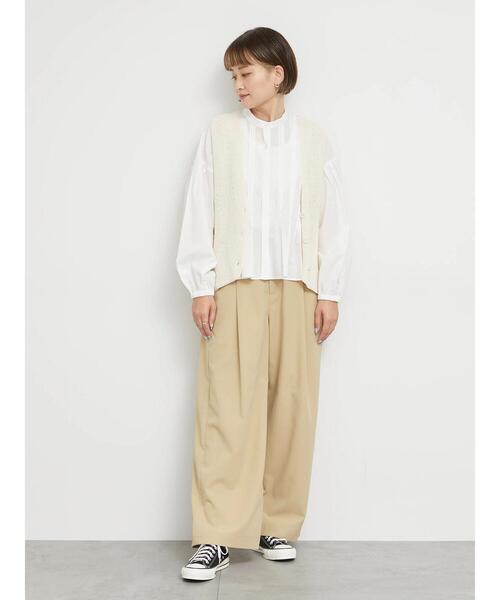 sm2rhythm（サマンサモスモスリズム）の「【撥水加工】テックコットンタックワイドパンツ（その他パンツ・レディース・ブラック/ベージュ・F）」の6枚目の写真