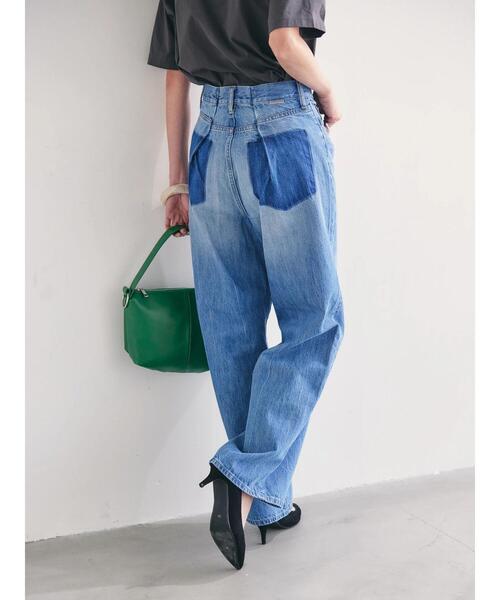 WEB限定】アシンメトリーデニムワイドパンツ【小柄女性向け