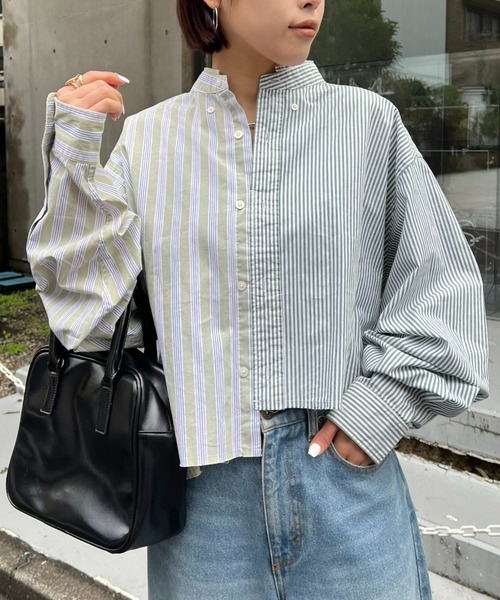 etsinta（エシンタ）の「【etsinta／エシンタ】リメイククロップドシャツ（シャツ/ブラウス・レディース・ブルー/ピンク/グリーン・ONE SIZE）」の7枚目の写真