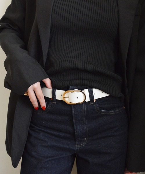 styiro（スタイロ）の「【累計販売数1万本突破！】選べる17展開 艶・マットゴールド シルバーミディアムレザーベルト オフィス 休日（ベルト・レディース・ブラック系2/ブラック系1/ブラウン系2/ホワイト系2/ホワイト系1/ベージュ系1/ベージュ系2/ブラウン系1/イエロー系2/ブラウン系3/ベージュ系3/ブラック系3/ホワイト系3/ベージュ系4/ブラック系4/ブラウン系4/ホワイト系4・FREE）」の2枚目の写真