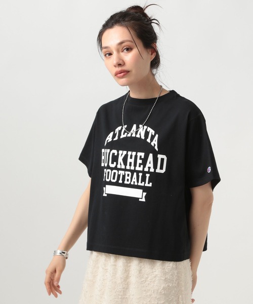 Champion（チャンピオン）の「【Champion(チャンピオン）】別注ロゴT（Tシャツ/カットソー・レディース・ベージュ/ライトブルー/ブラック/オフホワイト・FREE）」の14枚目の写真