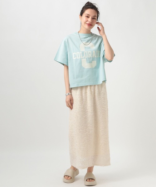 Champion（チャンピオン）の「【Champion(チャンピオン）】別注ロゴT（Tシャツ/カットソー・レディース・ベージュ/ライトブルー/ブラック/オフホワイト・FREE）」の5枚目の写真