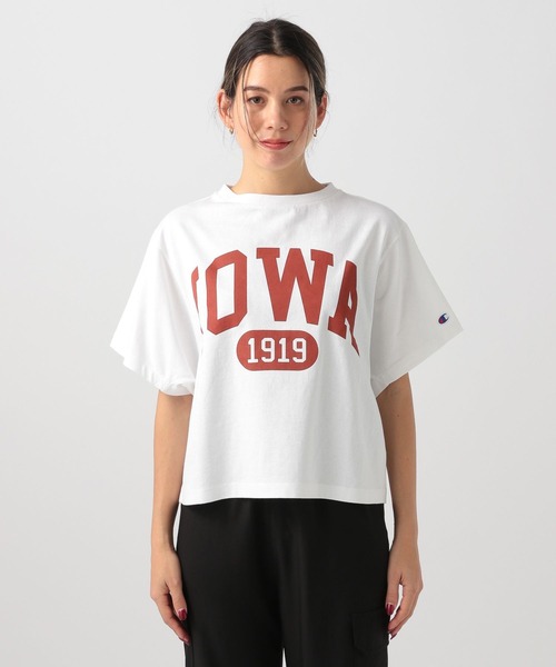 Champion（チャンピオン）の「【Champion(チャンピオン）】別注ロゴT（Tシャツ/カットソー・レディース・ベージュ/ライトブルー/ブラック/オフホワイト・FREE）」の7枚目の写真