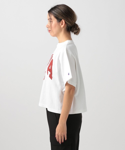 Champion（チャンピオン）の「【Champion(チャンピオン）】別注ロゴT（Tシャツ/カットソー・レディース・ベージュ/ライトブルー/ブラック/オフホワイト・FREE）」の8枚目の写真