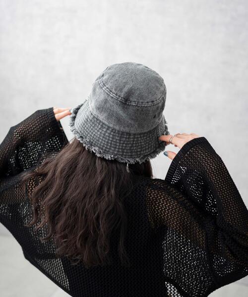 WEGO(ウィゴー)の「WEGO/デニムフリンジバケットハット(ハット・レディース・ライトインディゴブルー/ブラック/インディゴブルー・FREE)」の5枚目の写真