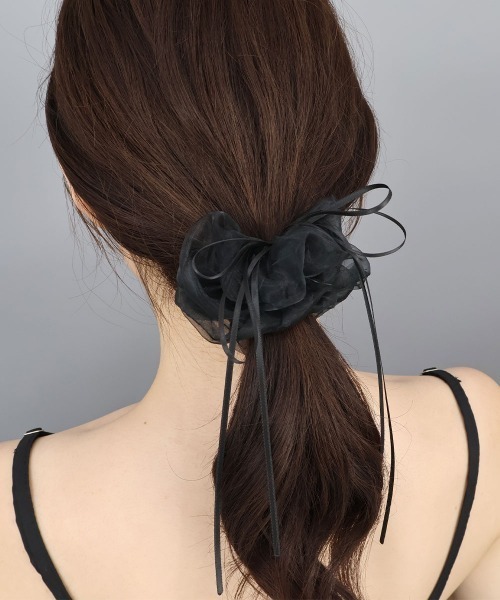 CEMONEMO（セモネモ）の「オーガンジー リボン シュシュ（シュシュ・レディース・オレンジ/ブラック/アイボリー/シルバー・FREE）」の8枚目の写真