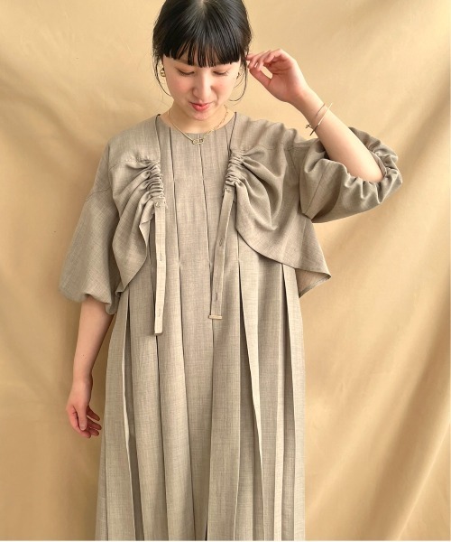 新品未使用【M】LHELBIE レルビエ　タックプリーツワンピース　ロング セール】タックプリーツワンピース（ワンピース）｜LHELBIE
