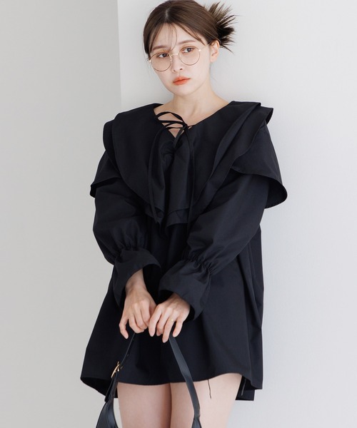 【セール】フリルカラーキャンディースリーブブラウス（チュニック）（シャツ/ブラウス）｜Dita Muaj.（ディータムアージュ）