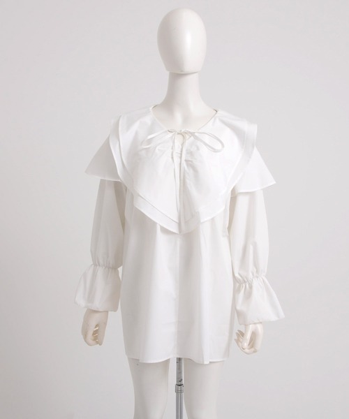 Dita Muaj.(ディータムアージュ)の「フリルカラーキャンディースリーブブラウス(チュニック)(シャツ/ブラウス・レディース・セージグリーン/ホワイト/ブラック・FREE)」の7枚目の写真