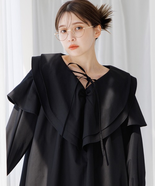 Dita Muaj.(ディータムアージュ)の「フリルカラーキャンディースリーブブラウス(チュニック)(シャツ/ブラウス・レディース・セージグリーン/ホワイト/ブラック・FREE)」の8枚目の写真