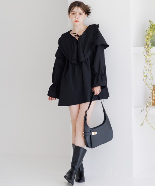 Dita Muaj.(ディータムアージュ)の「フリルカラーキャンディースリーブブラウス(チュニック)(シャツ/ブラウス・レディース・セージグリーン/ホワイト/ブラック・FREE)」の11枚目の写真