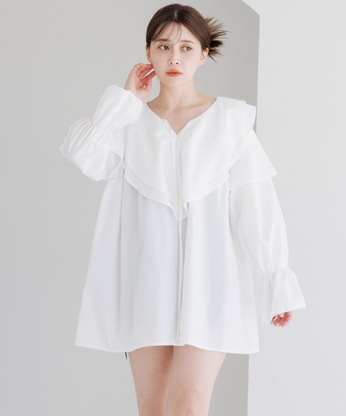 Dita Muaj.(ディータムアージュ)の「フリルカラーキャンディースリーブブラウス(チュニック)(シャツ/ブラウス・レディース・セージグリーン/ホワイト/ブラック・FREE)」の16枚目の写真