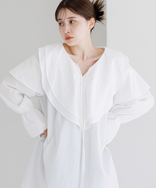 Dita Muaj.(ディータムアージュ)の「フリルカラーキャンディースリーブブラウス(チュニック)(シャツ/ブラウス・レディース・セージグリーン/ホワイト/ブラック・FREE)」の18枚目の写真