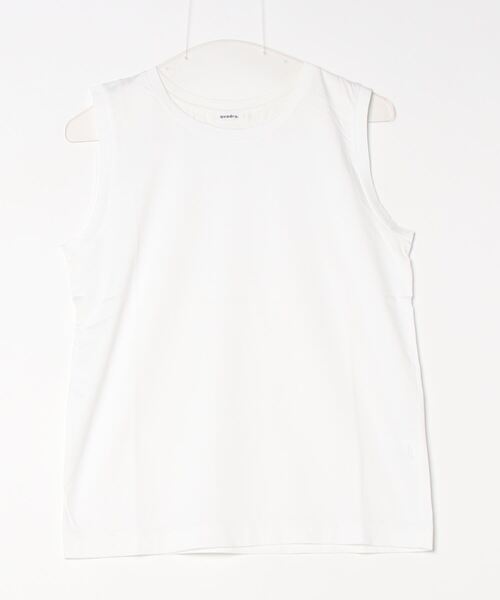 quadro(クオドロ)の「コンパクトクルローレル天竺タンクトップ(Tシャツ/カットソー・レディース・グレイッシュベージュ/ホワイト/ネイビー・FREE)」の2枚目の写真