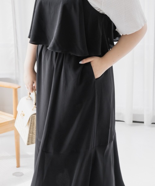 CLETTE(クレット)の「レイヤード風キャミワンピース(ワンピース・レディース・グレー/ブラック・LL/3L/4L)」の18枚目の写真