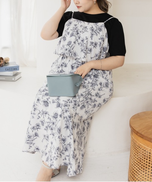 CLETTE(クレット)の「レイヤード風キャミワンピース(ワンピース・レディース・グレー/ブラック・LL/3L/4L)」の22枚目の写真