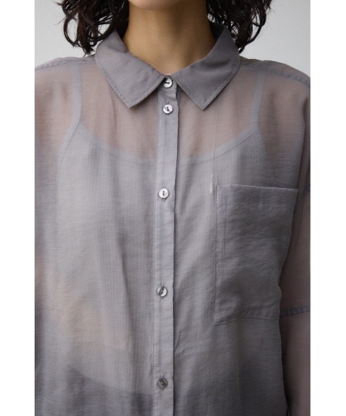 AZUL by moussy（アズールバイマウジー）の「バックスリットシアーオーバーシャツ（シャツ/ブラウス・レディース・ホワイト系その他/ブラウン/ライトブルー/ブラック/グレー/オフホワイト・FREE）」の21枚目の写真
