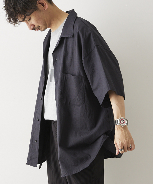 ARMY TWILL(アーミーツイル)の「ARMY TWILL / アーミーツイル別注 綿/麻 スラブシャツ(シャツ/ブラウス・メンズ・ブラック/グリーン/オレンジ・MEDIUM/LARGE)」の9枚目の写真