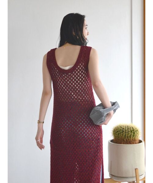 Ungrid(アングリッド)の「透かし編みニットワンピース(ワンピース・レディース・ボルドー/アイボリー・FREE)」の16枚目の写真