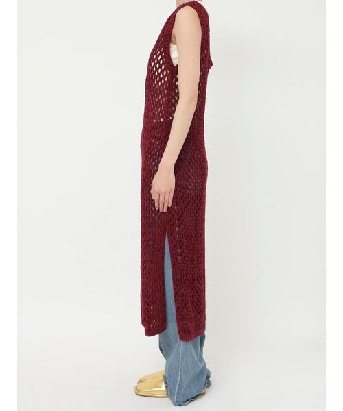 Ungrid(アングリッド)の「透かし編みニットワンピース(ワンピース・レディース・ボルドー/アイボリー・FREE)」の18枚目の写真