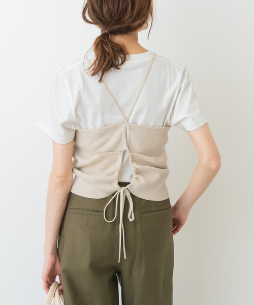 Spick & Span(スピックアンドスパン)の「Uhr / ウーア Drawstring camisole Knit 24SSUHR-KT387(キャミソール・レディース・カーキ/アイボリー・FREE)」の8枚目の写真