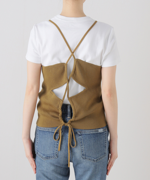 Spick & Span(スピックアンドスパン)の「Uhr / ウーア Drawstring camisole Knit 24SSUHR-KT387(キャミソール・レディース・カーキ/アイボリー・FREE)」の12枚目の写真