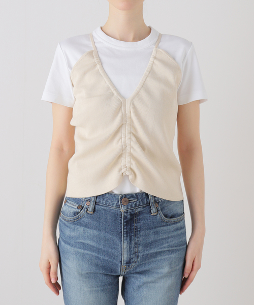 Spick & Span(スピックアンドスパン)の「Uhr / ウーア Drawstring camisole Knit 24SSUHR-KT387(キャミソール・レディース・カーキ/アイボリー・FREE)」の20枚目の写真