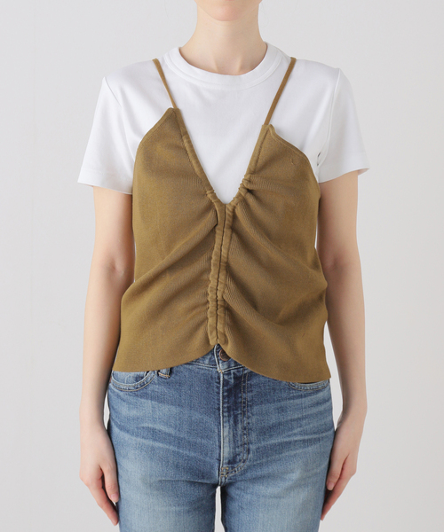 Spick & Span(スピックアンドスパン)の「Uhr / ウーア Drawstring camisole Knit 24SSUHR-KT387(キャミソール・レディース・カーキ/アイボリー・FREE)」の22枚目の写真