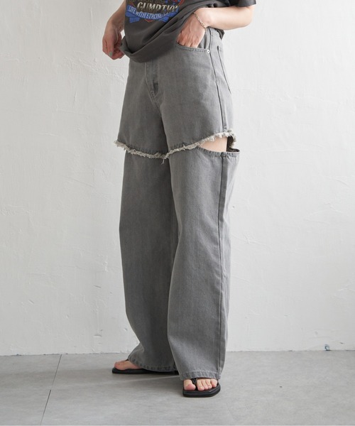 nixnut side pants デニム　ジーンズ　92cm Stone Wash Straight Denim | PIEAL