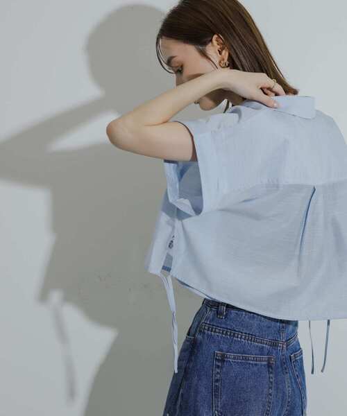 ブラウス シャツ ドロストクロップドシャツ レディース Limue ブラウス シャツ ドロストクロップドシャツ レディース