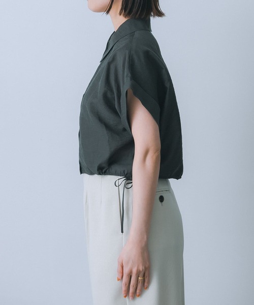 ブラウス シャツ ドロストクロップドシャツ レディース Limue ブラウス シャツ ドロストクロップドシャツ レディース